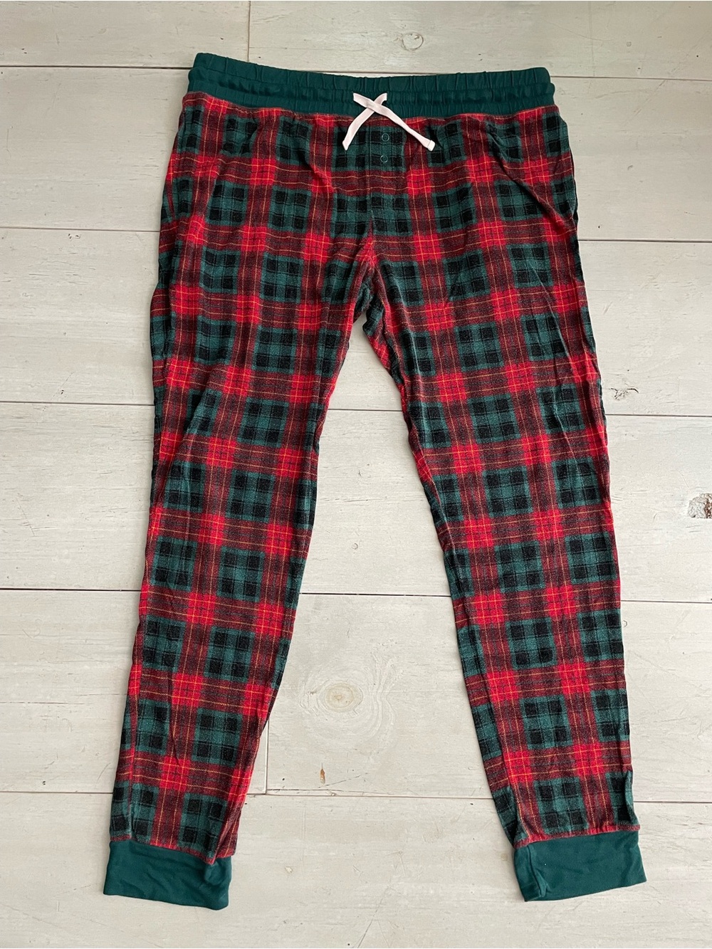Little Sleepies Women’s Fireside Plaid Red & Green Jogger Pants Size M Bamboo